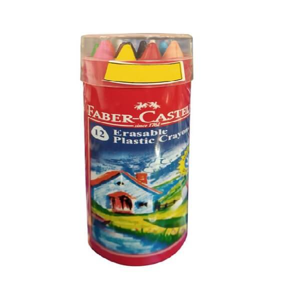 Faber-Castell Plastic Erasable Crayons - 12 Pieces